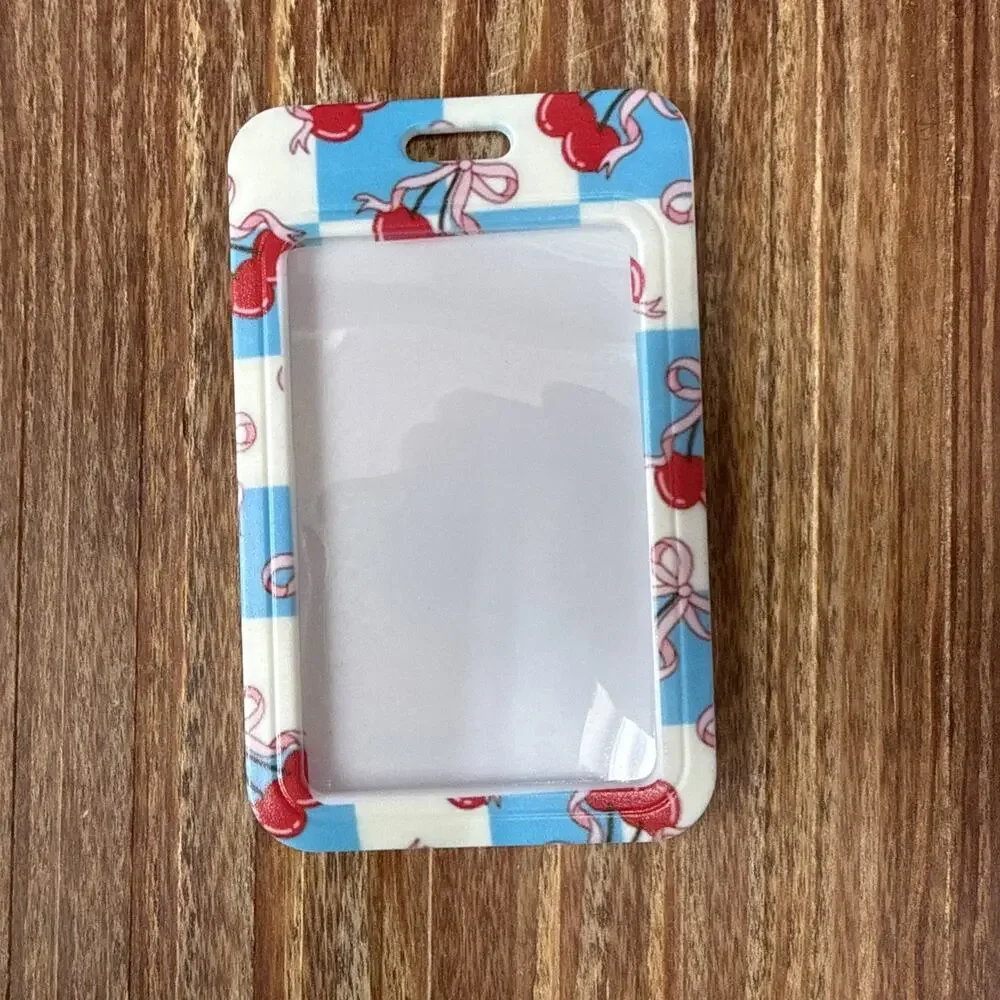 Cherries and Checker Print Badge ID Holder